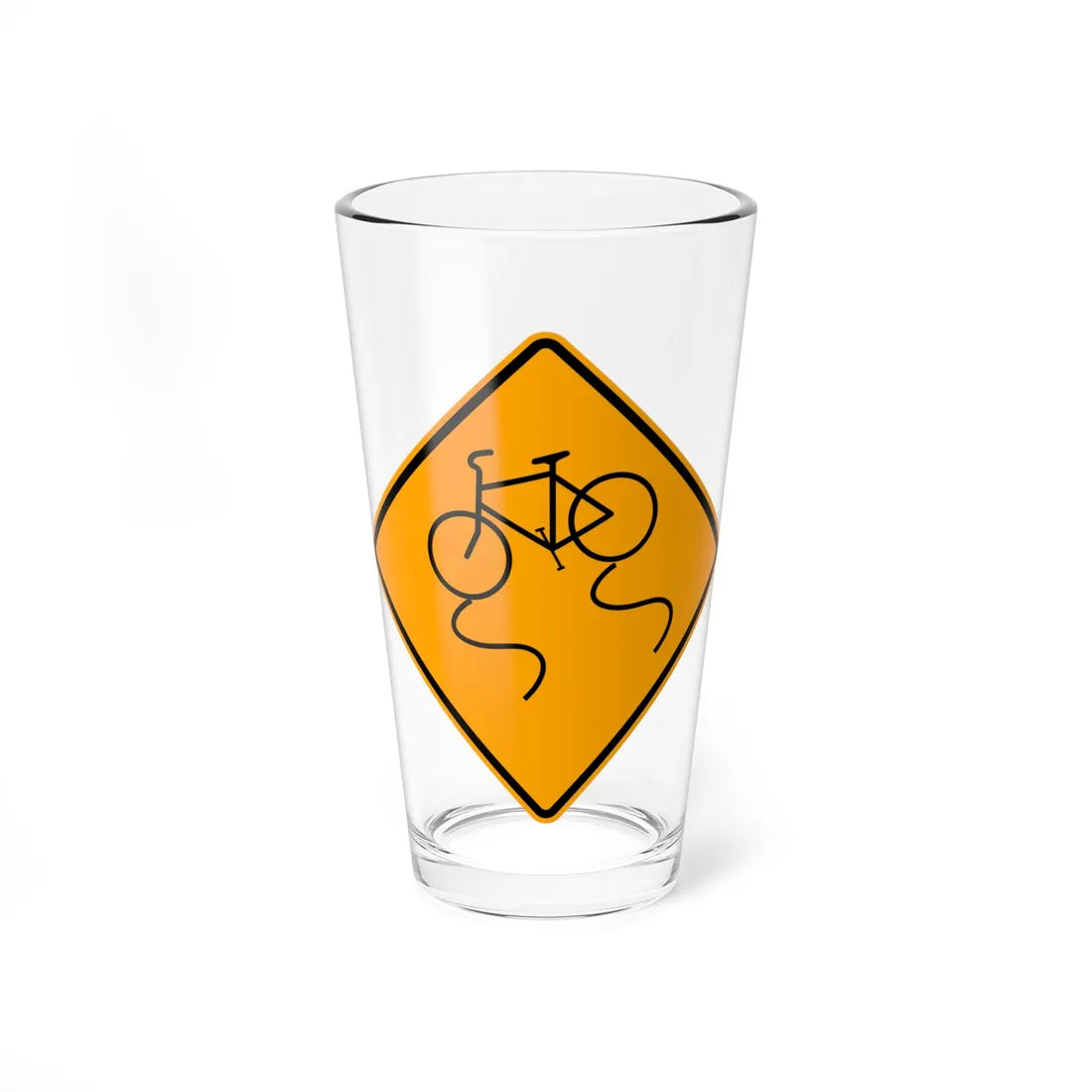 Portland bike path warning sign 02 (Oregon) (Road Sign) Pint Glass 16oz - Go Mug Yourself