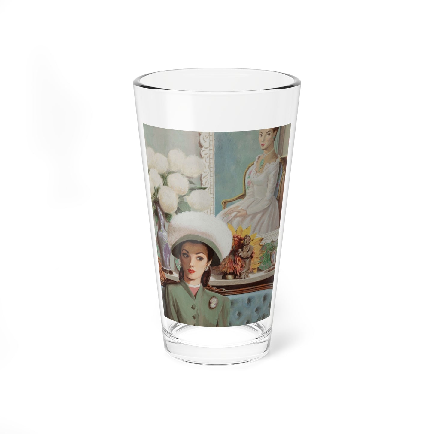 Portrait of a Seated Woman, story illustration (Magazine Illustration) Pint Glass 16oz-16oz-Go Mug Yourself