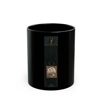 Portrait Of Abraham Lincoln Attached To Black Ribbon (U.S. Civil War) Black Coffee Mug-11oz-Go Mug Yourself