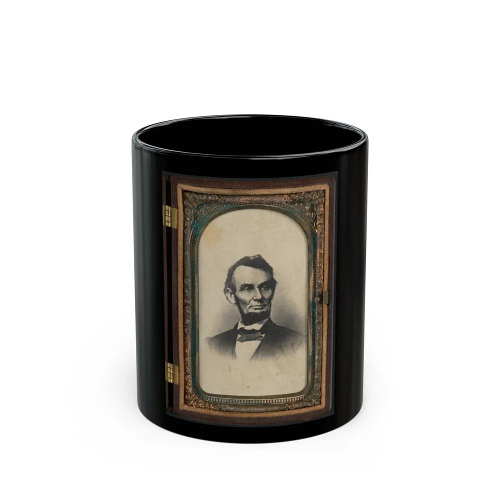 Portrait Of Abraham Lincoln In Thermoplastic Case (U.S. Civil War) Black Coffee Mug-11oz-Go Mug Yourself