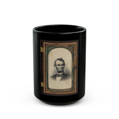 Portrait Of Abraham Lincoln In Thermoplastic Case (U.S. Civil War) Black Coffee Mug-15oz-Go Mug Yourself