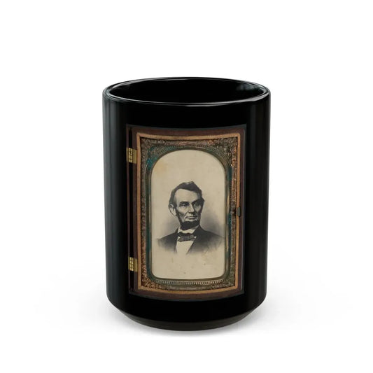 Portrait Of Abraham Lincoln In Thermoplastic Case (U.S. Civil War) Black Coffee Mug 15oz - Go Mug Yourself
