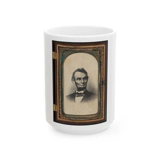 Portrait Of Abraham Lincoln In Thermoplastic Case (U.S. Civil War) White Coffee Mug 15oz - Go Mug Yourself