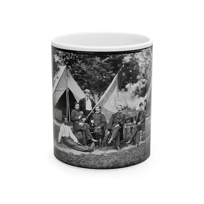 Portrait Of Brig. Gen. Napoleon B. Mclaughlin, Officer Of The Federal Army, And Staff, Vicinity Of Washington, D.C. (U.S. Civil War) White Coffee Mug 11oz - Go Mug Yourself