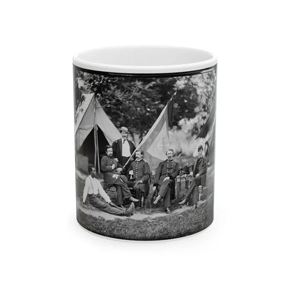 Portrait Of Brig. Gen. Napoleon B. Mclaughlin, Officer Of The Federal Army, And Staff, Vicinity Of Washington, D.C. (U.S. Civil War) White Coffee Mug-11oz-Go Mug Yourself