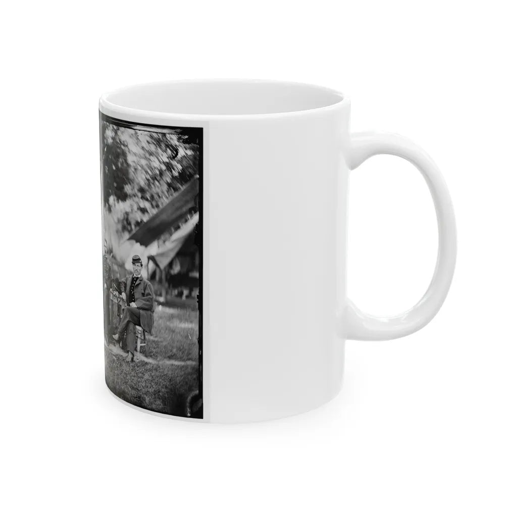 Portrait Of Brig. Gen. Napoleon B. Mclaughlin, Officer Of The Federal Army, And Staff, Vicinity Of Washington, D.C. (U.S. Civil War) White Coffee Mug-Go Mug Yourself