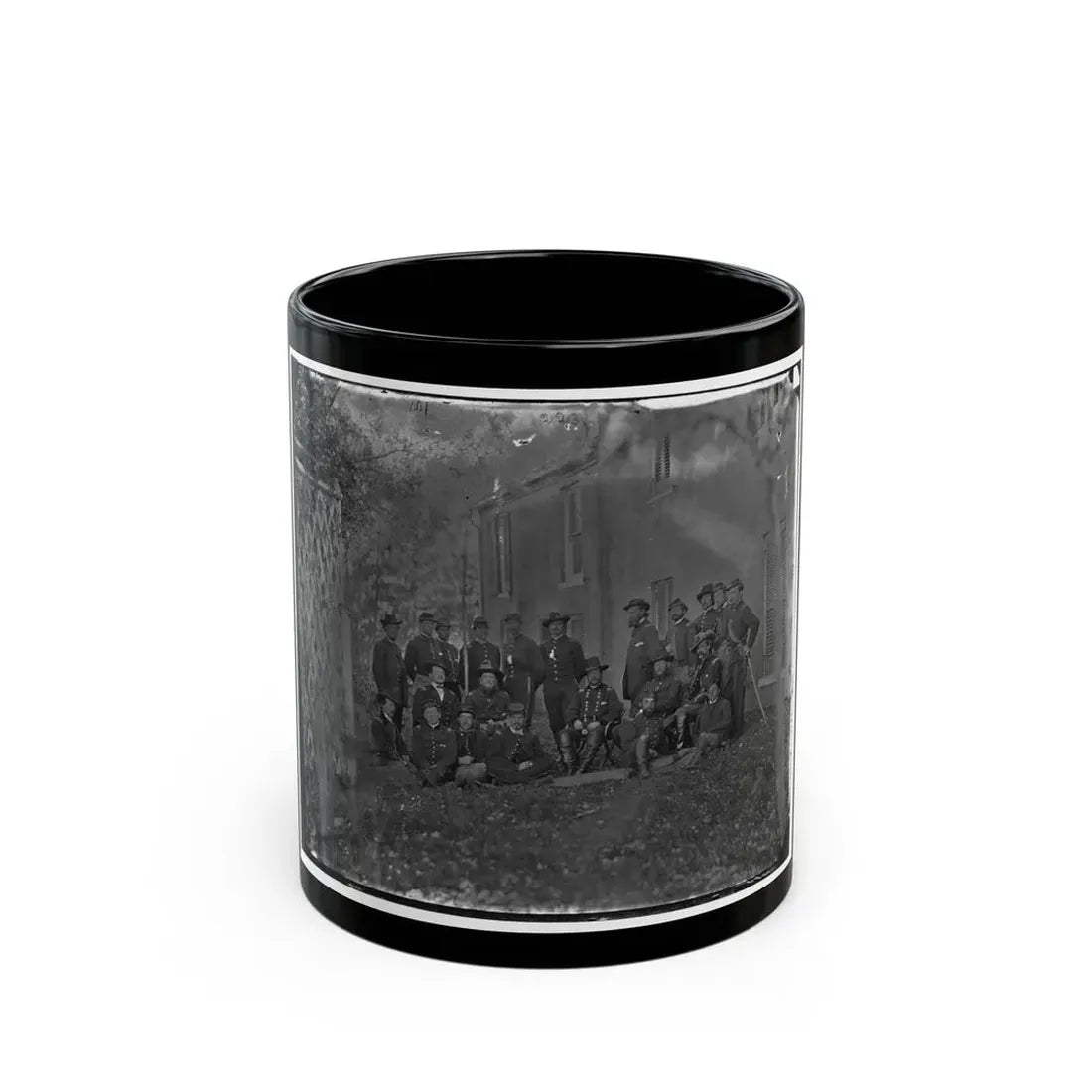 Portrait Of Maj. Gen. Alfred Pleasonton, Officer Of The Federal Army, And Staff, Warrenton, Va. (U.S. Civil War) Black Coffee Mug 11oz - Go Mug Yourself