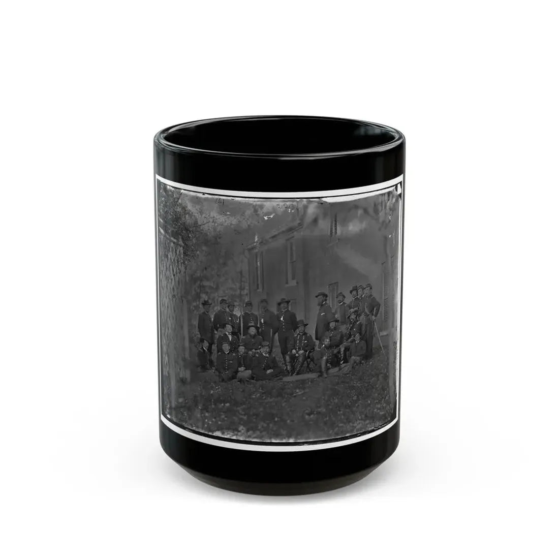 Portrait Of Maj. Gen. Alfred Pleasonton, Officer Of The Federal Army, And Staff, Warrenton, Va. (U.S. Civil War) Black Coffee Mug 15oz - Go Mug Yourself
