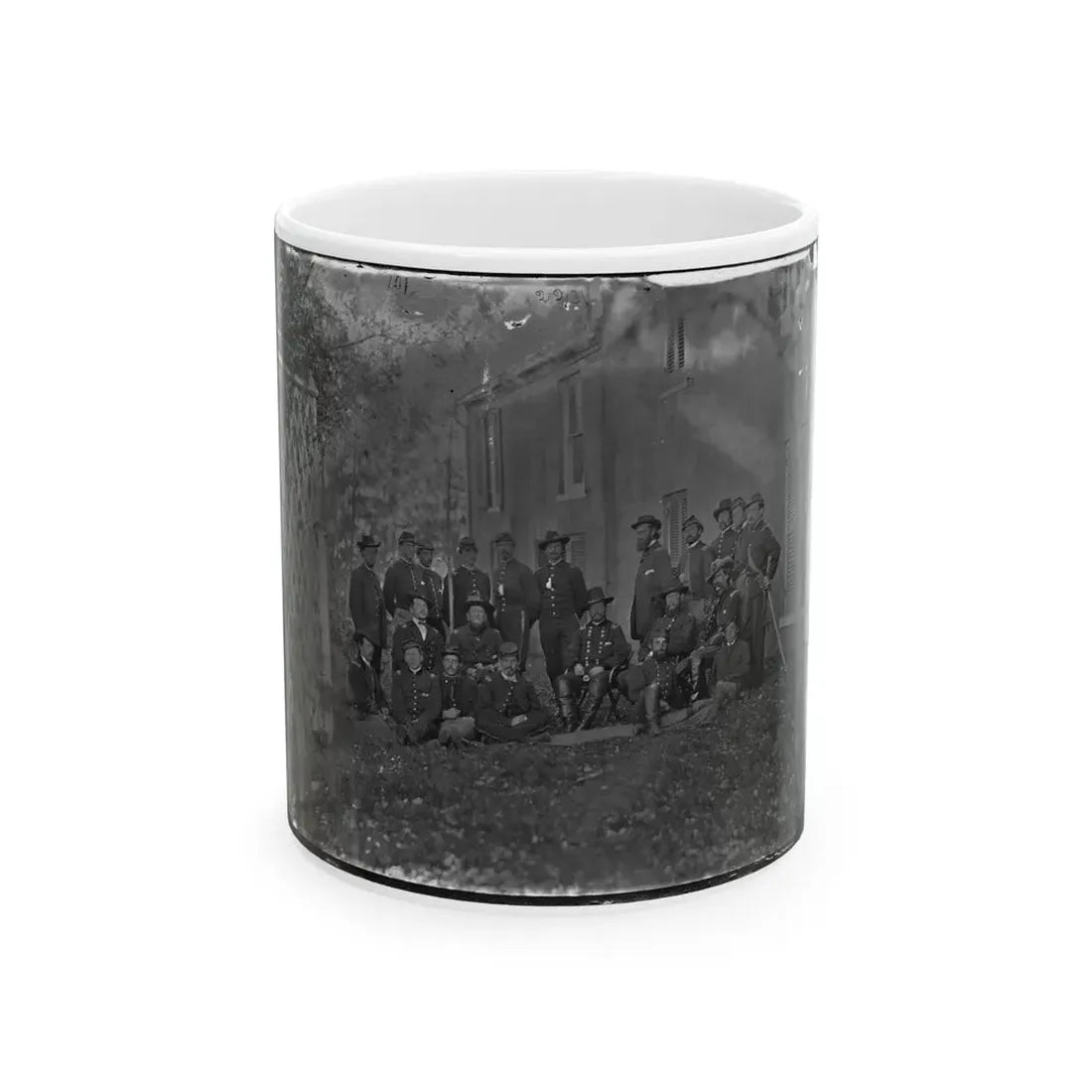 Portrait Of Maj. Gen. Alfred Pleasonton, Officer Of The Federal Army, And Staff, Warrenton, Va. (U.S. Civil War) White Coffee Mug 11oz - Go Mug Yourself