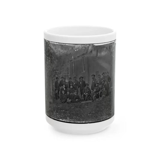 Portrait Of Maj. Gen. Alfred Pleasonton, Officer Of The Federal Army, And Staff, Warrenton, Va. (U.S. Civil War) White Coffee Mug 15oz - Go Mug Yourself
