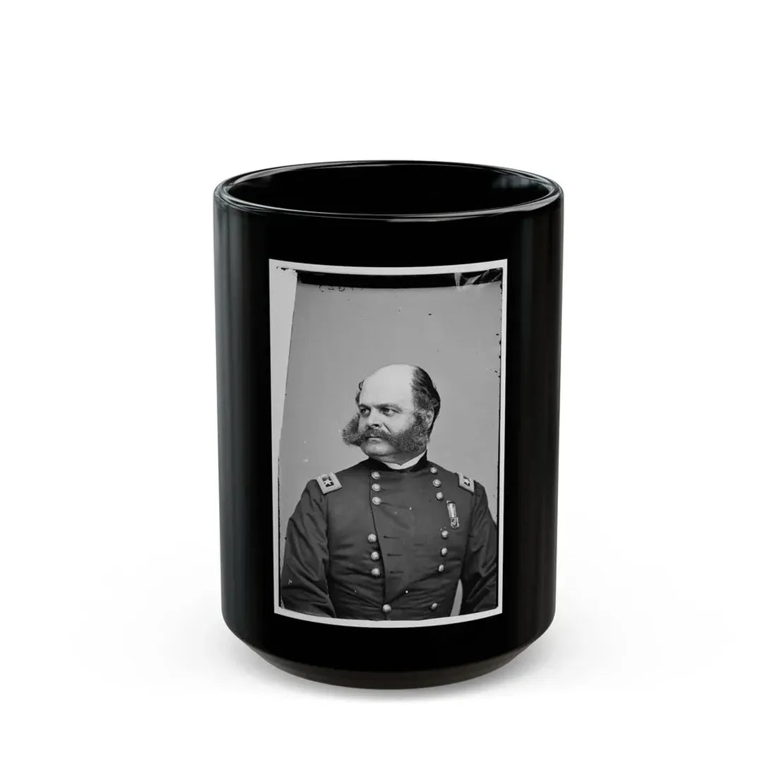 Portrait Of Maj. Gen. Ambrose E. Burnside, Officer Of The Federal Army (U.S. Civil War) Black Coffee Mug 15oz - Go Mug Yourself