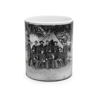 Portrait Of Maj. Gen. Jefferson Davis, Officer Of The Federal Army, And Staff, Washington, D.C. (U.S. Civil War) White Coffee Mug 11oz - Go Mug Yourself