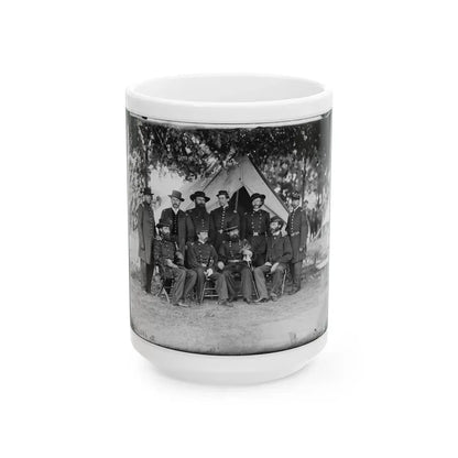 Portrait Of Maj. Gen. Jefferson Davis, Officer Of The Federal Army, And Staff, Washington, D.C. (U.S. Civil War) White Coffee Mug 15oz - Go Mug Yourself
