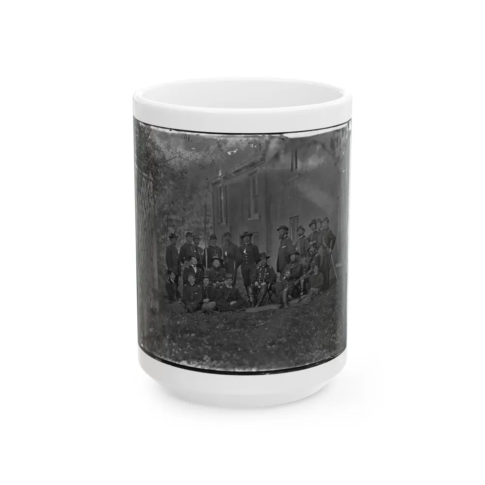 Portrait Of Maj. Gen. Alfred Pleasonton, Officer Of The Federal Army, And Staff, Warrenton, Va. (U.S. Civil War) White Coffee Mug-15oz-Go Mug Yourself