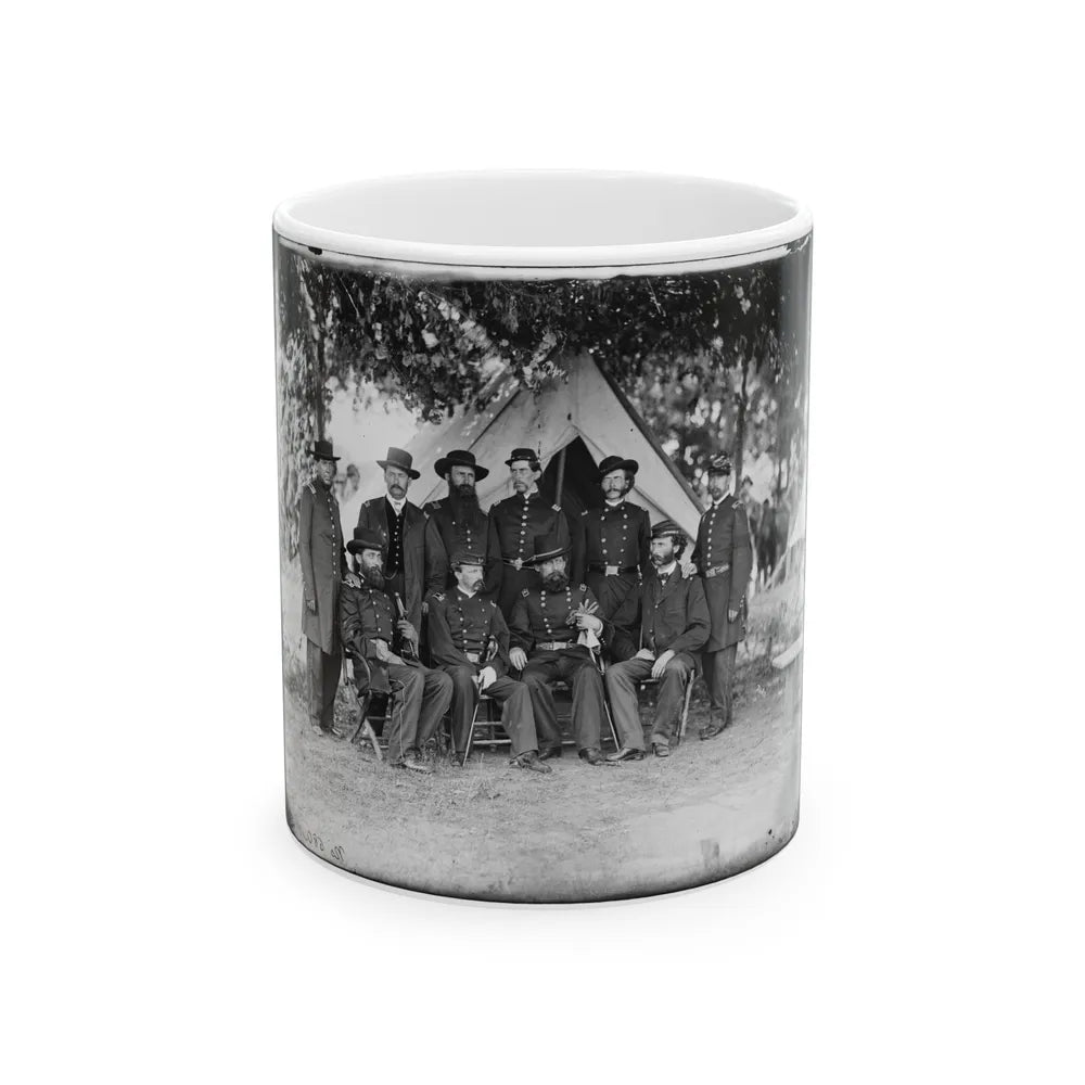 Portrait Of Maj. Gen. Jefferson Davis, Officer Of The Federal Army, And Staff, Washington, D.C. (U.S. Civil War) White Coffee Mug-11oz-Go Mug Yourself