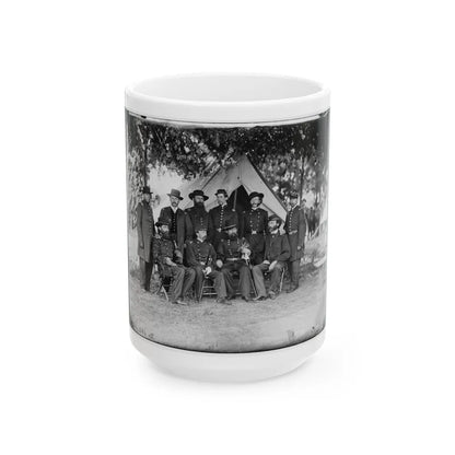Portrait Of Maj. Gen. Jefferson Davis, Officer Of The Federal Army, And Staff, Washington, D.C. (U.S. Civil War) White Coffee Mug-15oz-Go Mug Yourself