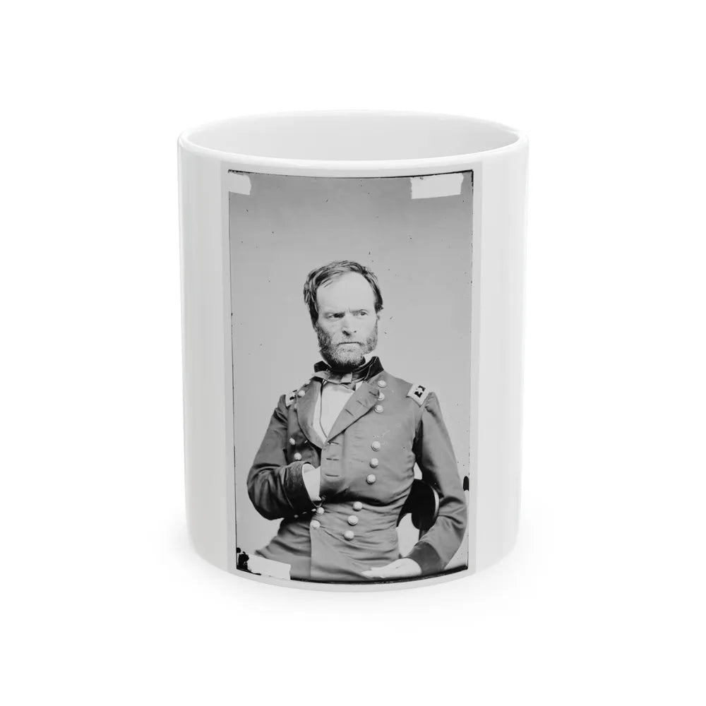 Portrait Of Maj. Gen. William T. Sherman, Officer Of The Federal Army (U.S. Civil War) White Coffee Mug-11oz-Go Mug Yourself