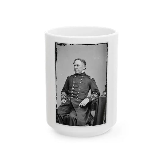 Portrait Of Rear Adm. David G. Farragut, Officer Of The Federal Navy (Vice Adm. From Dec. 3, 1864) (U.S. Civil War) White Coffee Mug 15oz - Go Mug Yourself