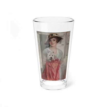 Posing with Her Terrier (Magazine Illustration) Pint Glass 16oz-16oz-Go Mug Yourself