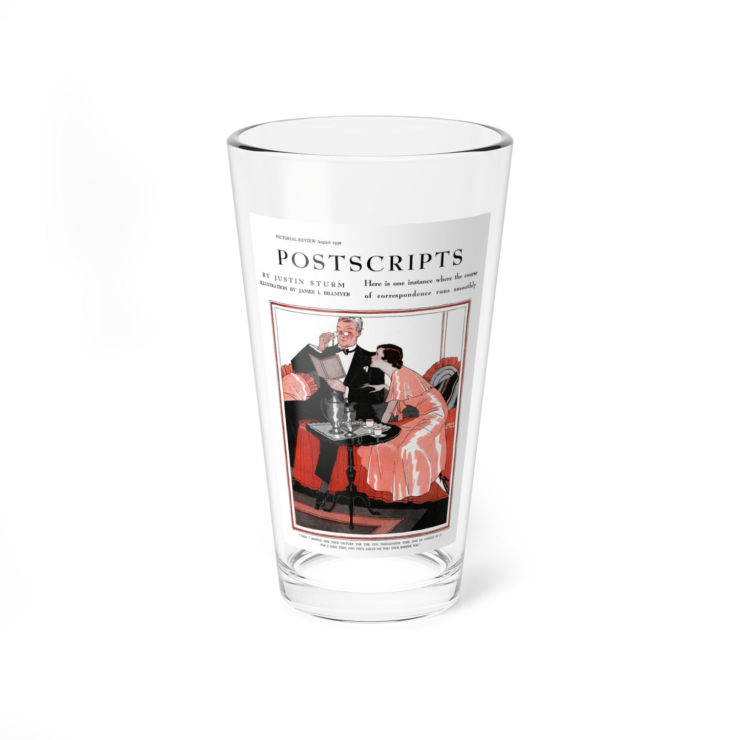 Postcripts, Pictorial Review, August 1930 (Magazine Illustration) Pint Glass 16oz-16oz-Go Mug Yourself