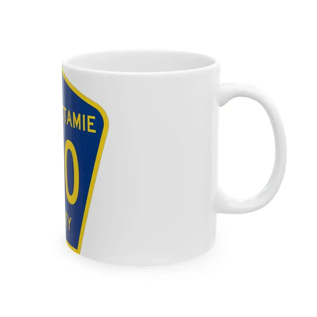 Pottawattamie County H10 (Iowa) (Road Sign) White Coffee Mug - Go Mug Yourself