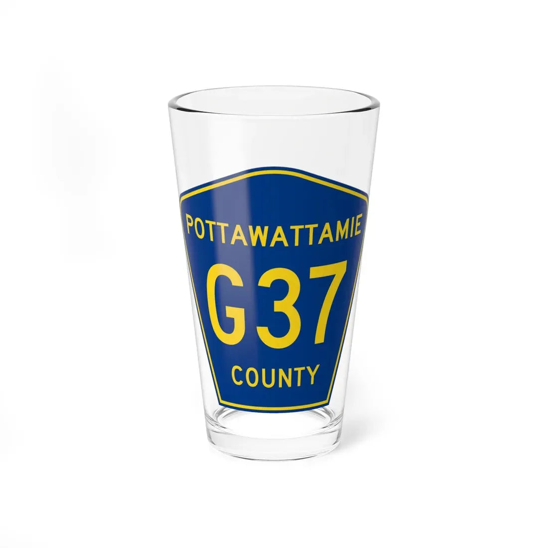 Pottawattamie County Route G37 IA (Iowa) (Road Sign) Pint Glass 16oz 16oz - Go Mug Yourself
