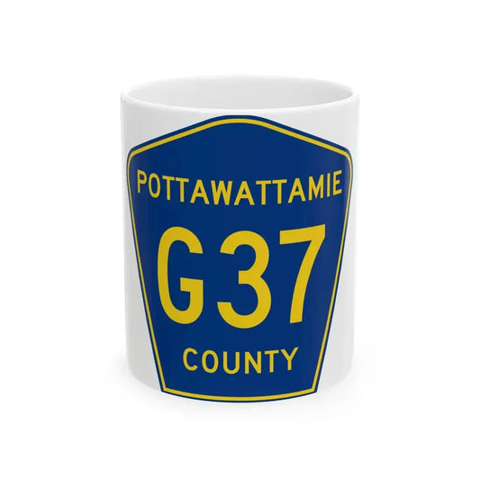 Pottawattamie County Route G37 IA (Iowa) (Road Sign) White Coffee Mug 11oz - Go Mug Yourself