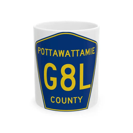 Pottawattamie County Route G8L IA (Iowa) (Road Sign) White Coffee Mug 11oz - Go Mug Yourself