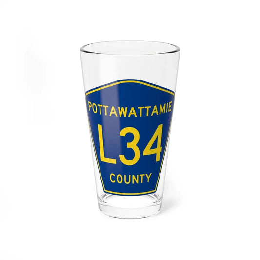 Pottawattamie County Route L34 IA (Iowa) (Road Sign) Pint Glass 16oz 16oz - Go Mug Yourself