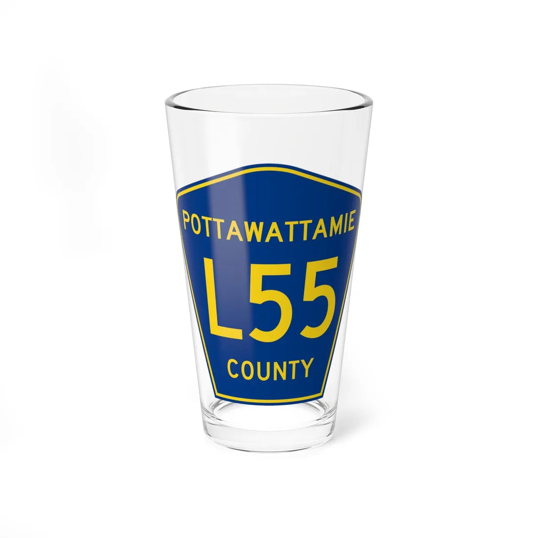 Pottawattamie County Route L55 IA (Iowa) (Road Sign) Pint Glss 16oz 16oz - Go Mug Yourself