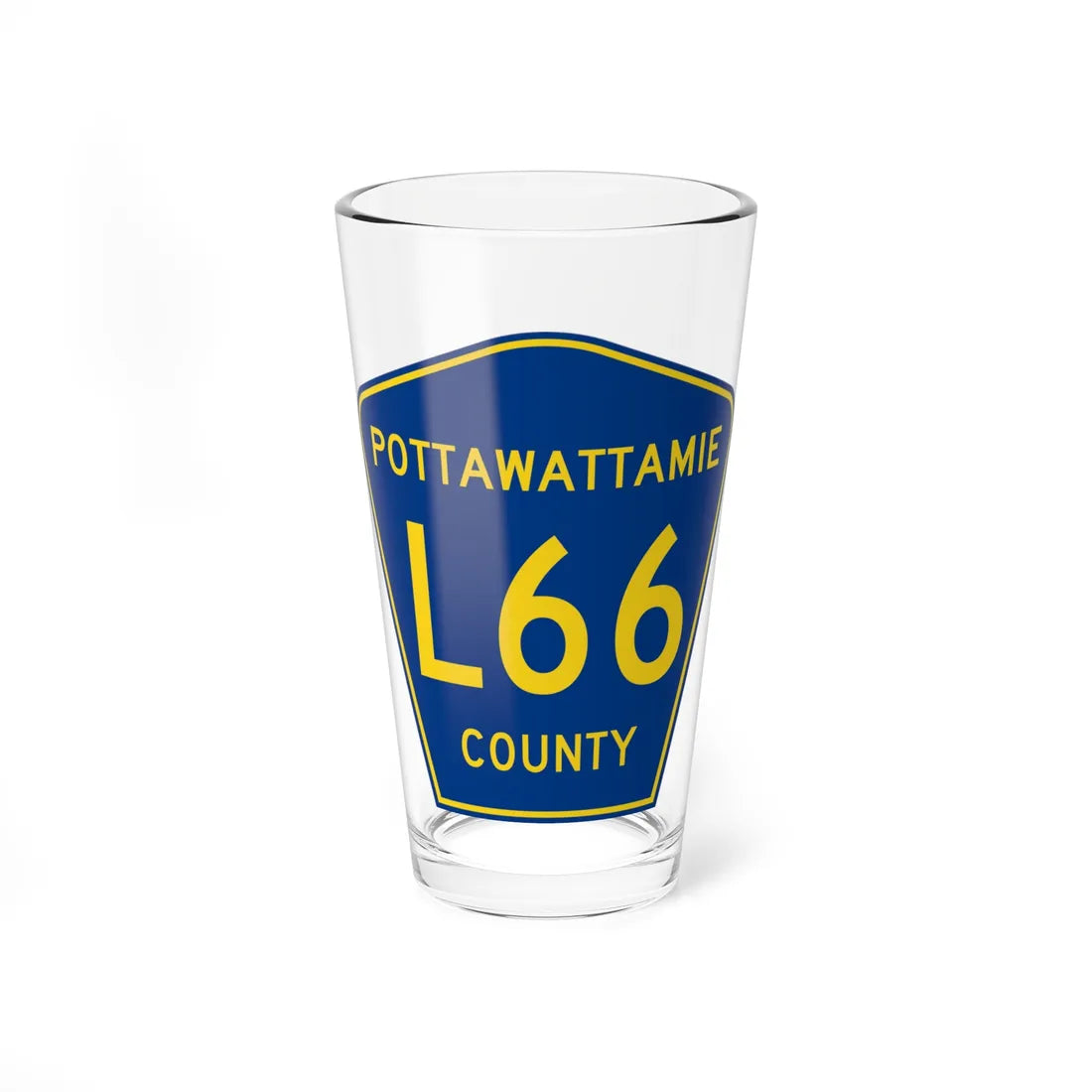 Pottawattamie County Route L66 IA (Iowa) (Road Sign) Pint Glss 16oz 16oz - Go Mug Yourself