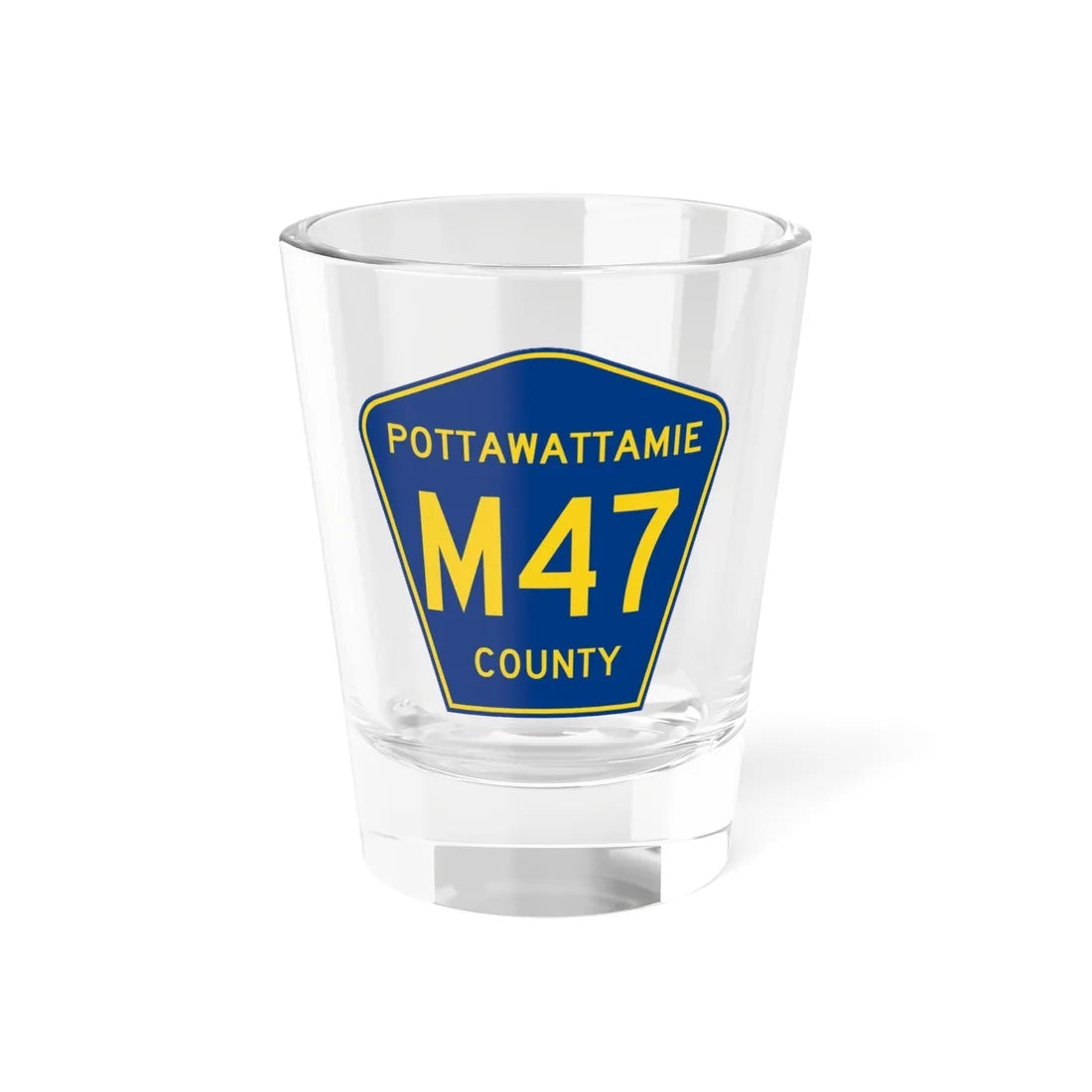 Pottawattamie County Route M47 IA (Iowa) (Road Sign) Shot Glass 1.5oz 1.5oz - Go Mug Yourself