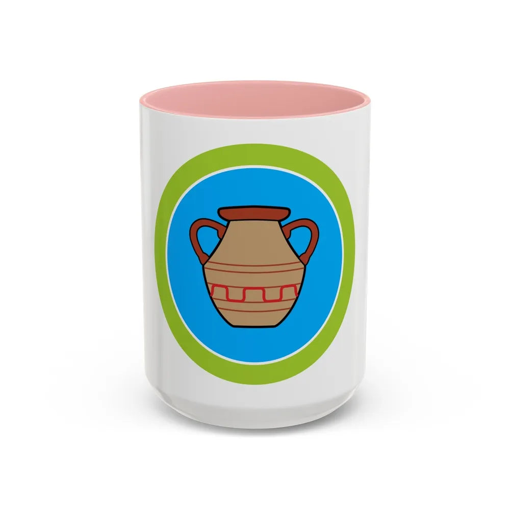 Pottery (Boy Scout Merit Badge) Accent Coffee Mug-15oz-Pink-Go Mug Yourself