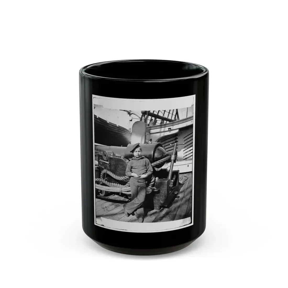 Powder Monkey By Gun Of U.S.S. New Hampshire Off Charleston, S.C. (U.S. Civil War) Black Coffee Mug 15oz - Go Mug Yourself