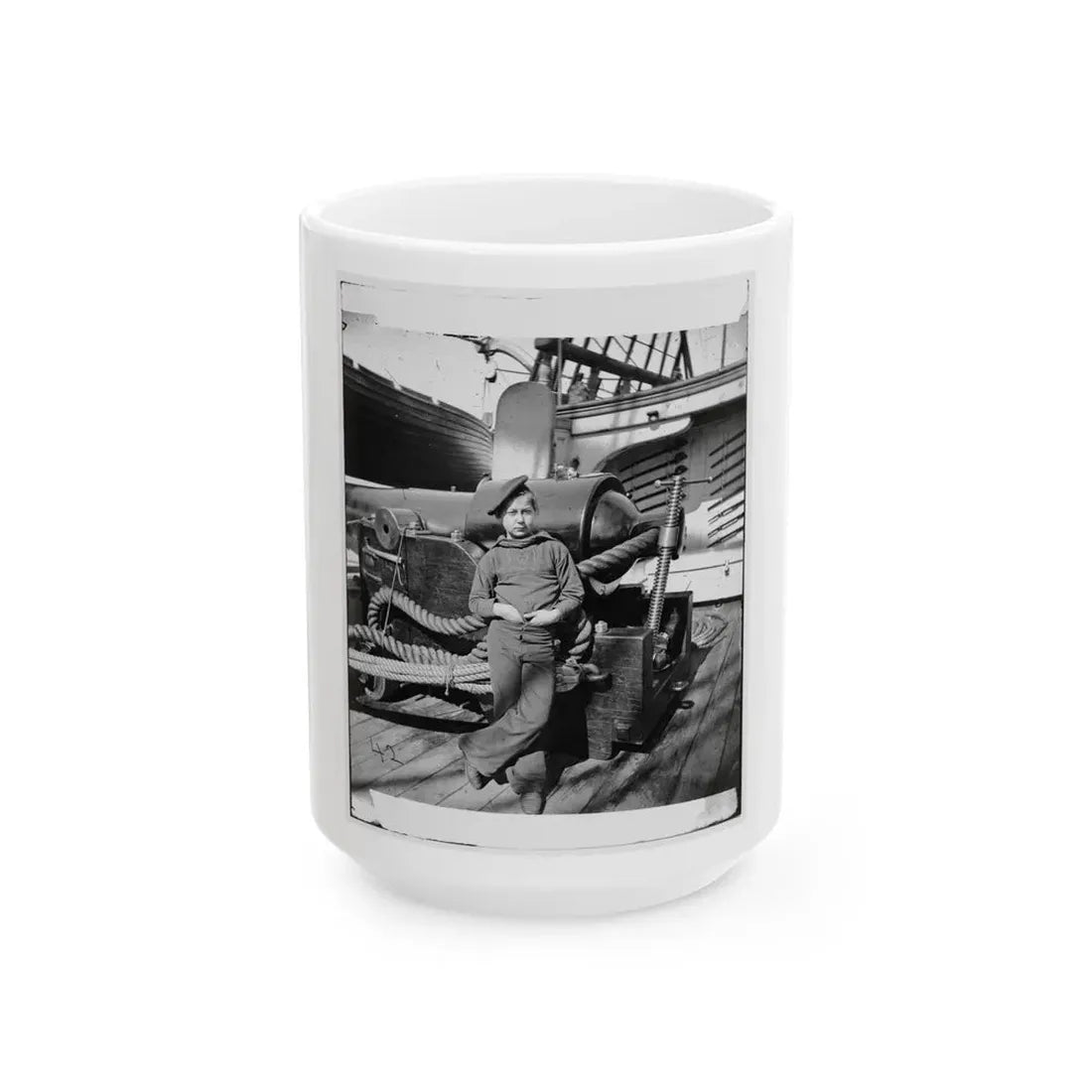 Powder Monkey By Gun Of U.S.S. New Hampshire Off Charleston, S.C. (U.S. Civil War) White Coffee Mug 15oz - Go Mug Yourself
