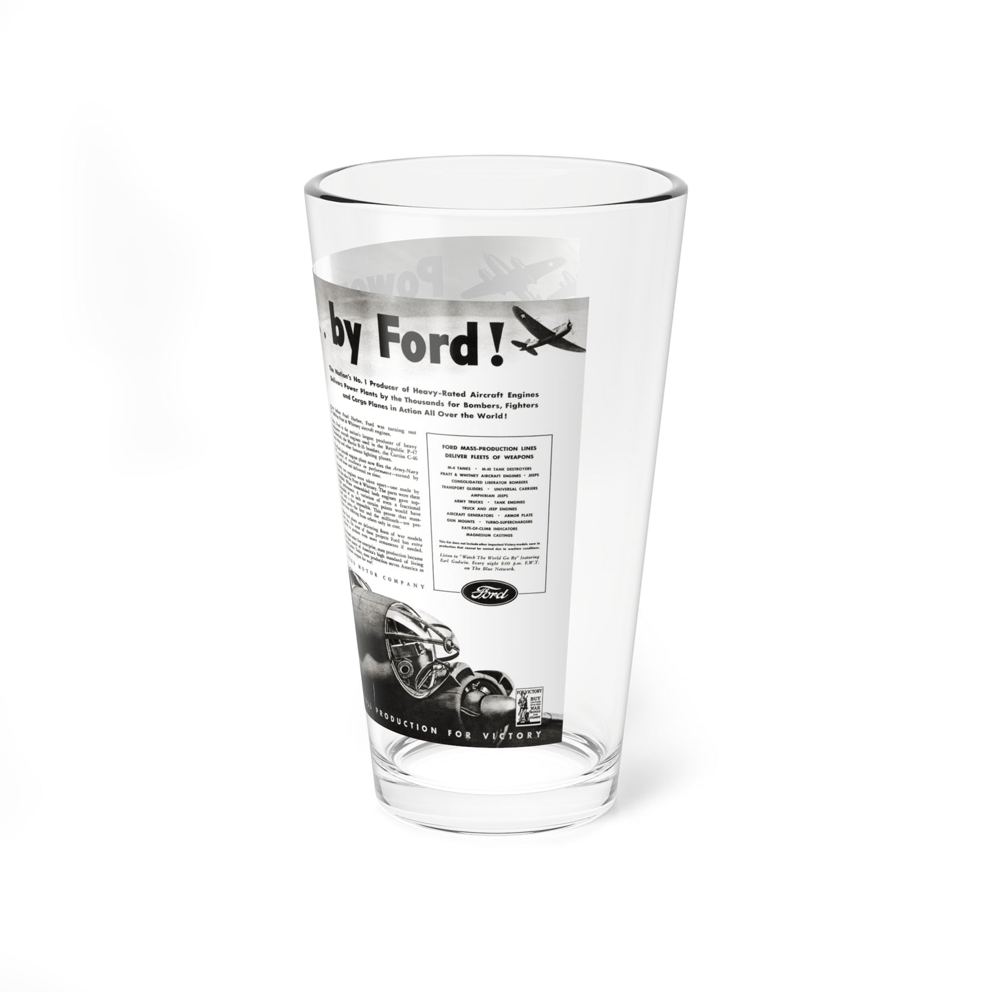 Powered ... by Ford, Liberty, June 26, 1943 (Magazine Illustration) Pint Glass 16oz-Go Mug Yourself