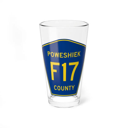 Poweshiek County Route F17 IA (Iowa) (Road Sign) Pint Glss 16oz 16oz - Go Mug Yourself