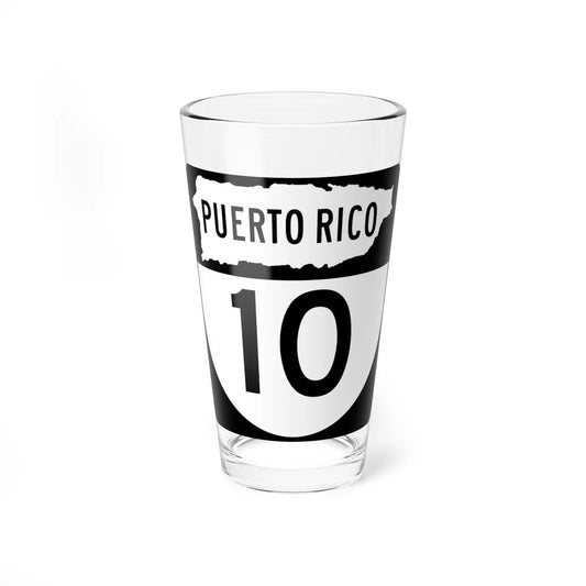 PR old 10 (Puerto Rico) (Road Sign) Pint Glass 16oz 16oz - Go Mug Yourself