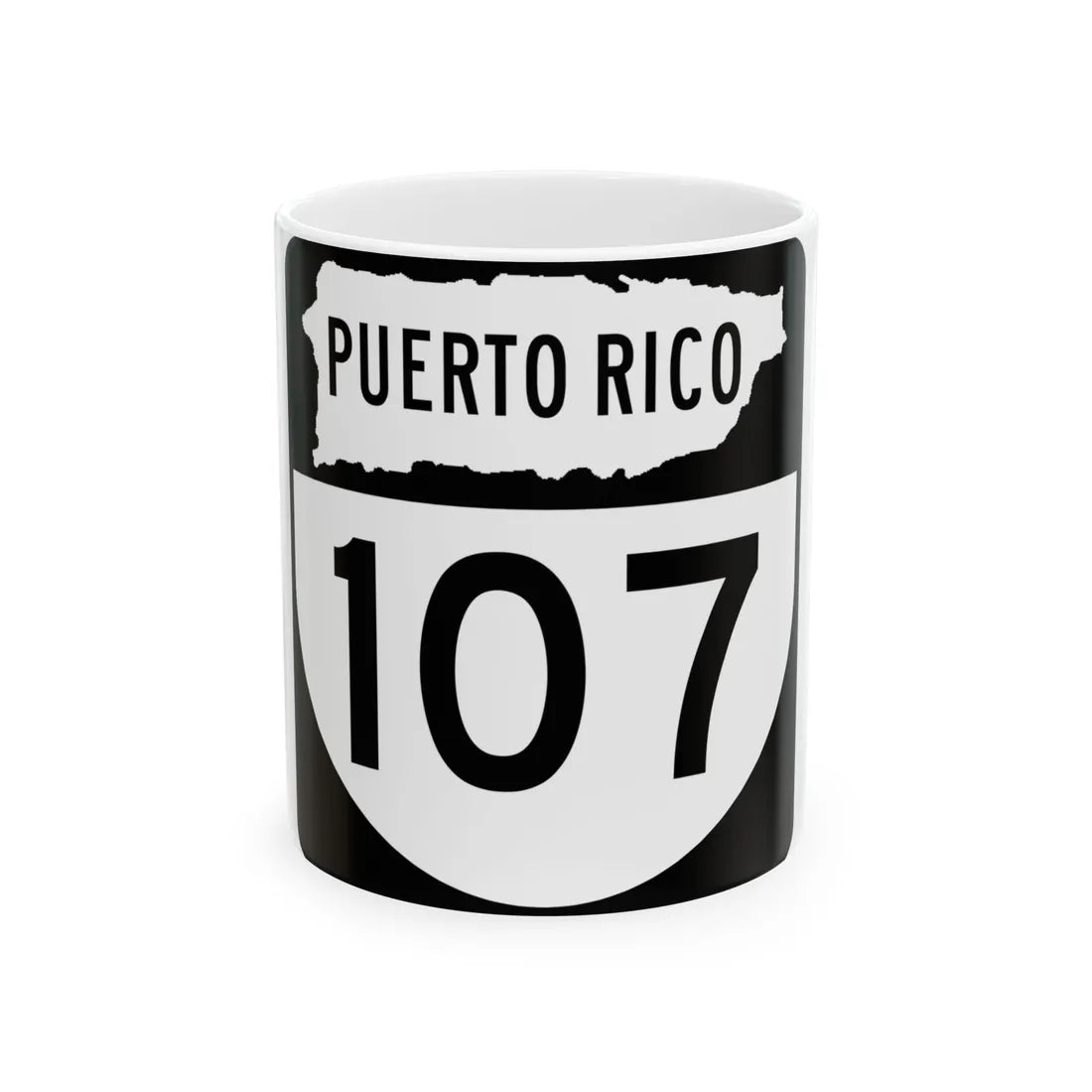 PR old 107 (Puerto Rico) (Road Sign) White Coffee Mug 11oz - Go Mug Yourself