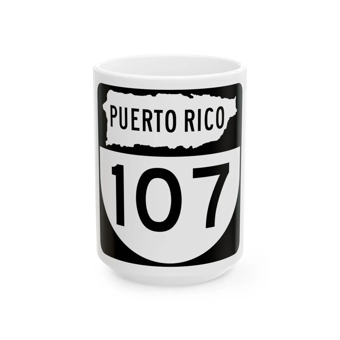 PR old 107 (Puerto Rico) (Road Sign) White Coffee Mug 15oz - Go Mug Yourself