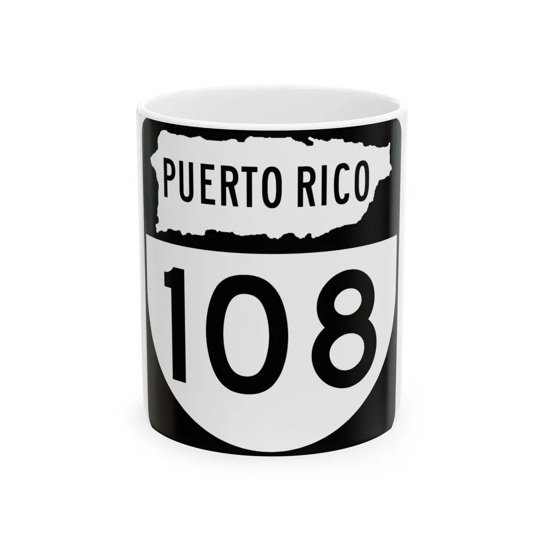 PR old 108 (Puerto Rico) (Road Sign) White Coffee Mug 11oz - Go Mug Yourself