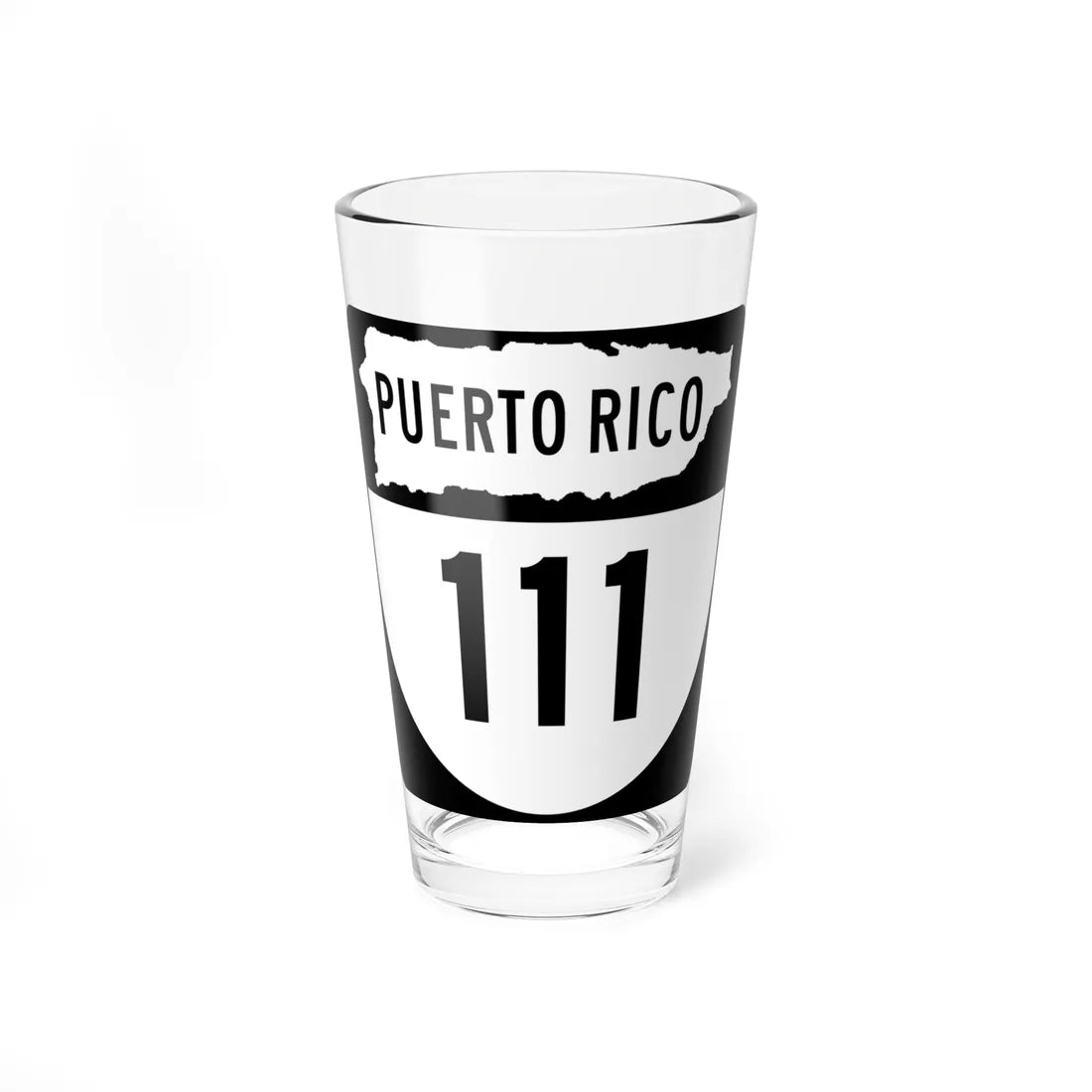 PR old 111 (Puerto Rico) (Road Sign) Pint Glass 16oz 16oz - Go Mug Yourself