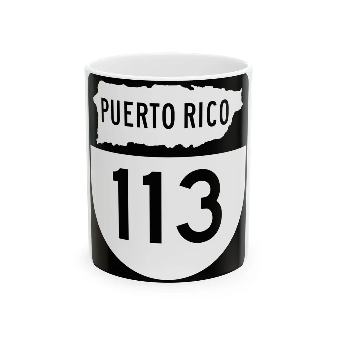 PR old 113 (Puerto Rico) (Road Sign) White Coffee Mug 11oz - Go Mug Yourself