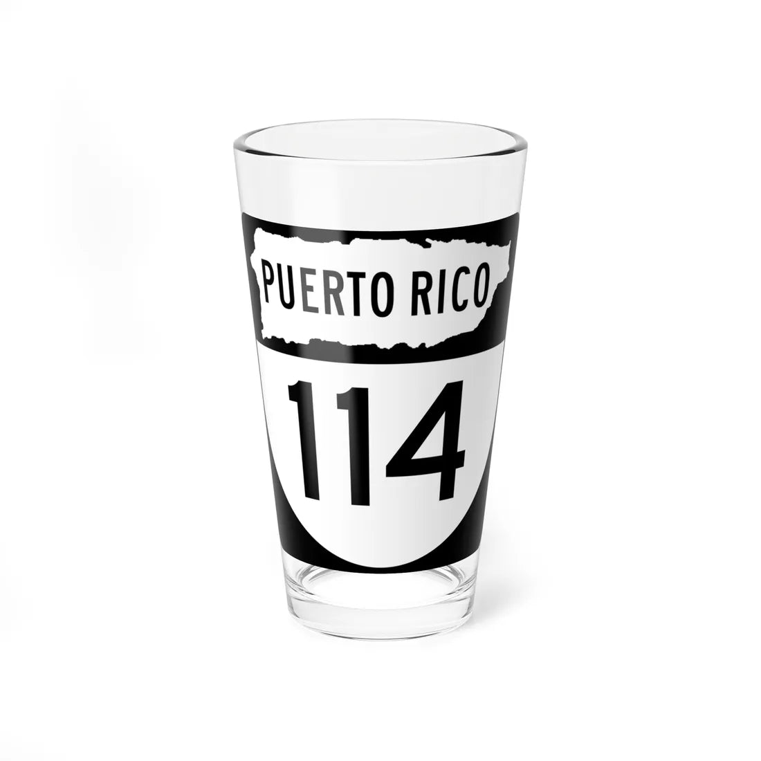 PR old 114 (Puerto Rico) (Road Sign) Pint Glass 16oz 16oz - Go Mug Yourself