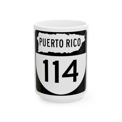 PR old 114 (Puerto Rico) (Road Sign) White Coffee Mug 15oz - Go Mug Yourself