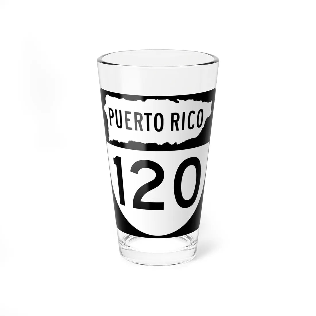 PR old 120 (Puerto Rico) (Road Sign) Pint Glass 16oz 16oz - Go Mug Yourself