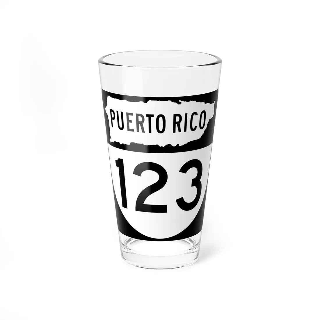 PR old 123 (Puerto Rico) (Road Sign) Pint Glass 16oz 16oz - Go Mug Yourself