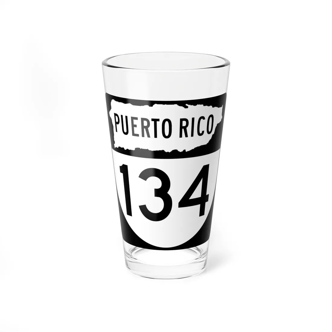 PR old 134 (Puerto Rico) (Road Sign) Pint Glass 16oz - Go Mug Yourself