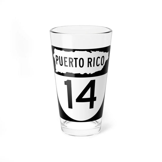 PR old 14 (Puerto Rico) (Road Sign) Pint Glass 16oz 16oz - Go Mug Yourself