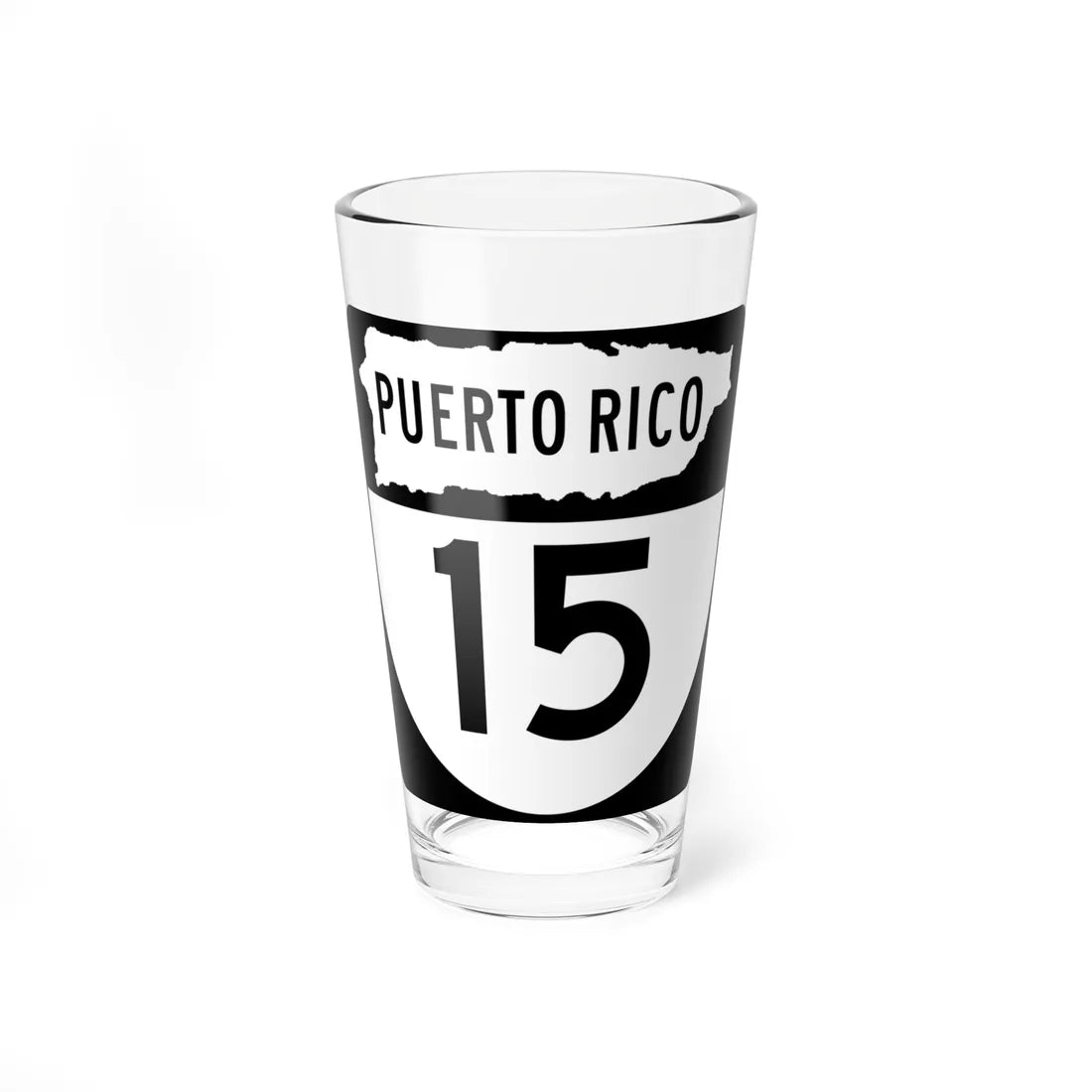 PR old 15 (Puerto Rico) (Road Sign) Pint Glass 16oz 16oz - Go Mug Yourself